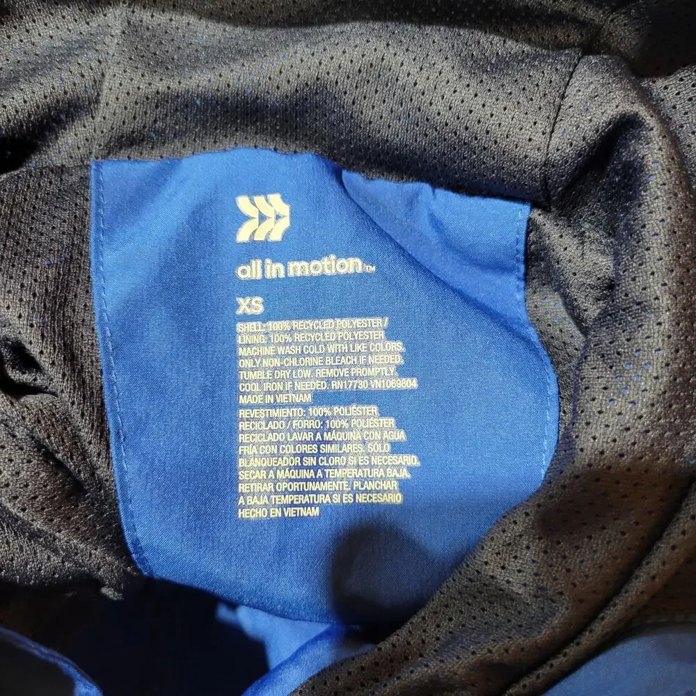 All in motion Kids Hooded Windbreaker, Blue, Size XS, NWT